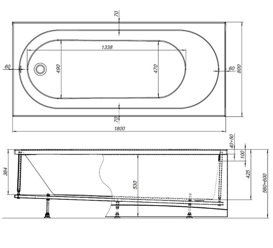 Акриловая ванна Aquanet Lotos 180x80