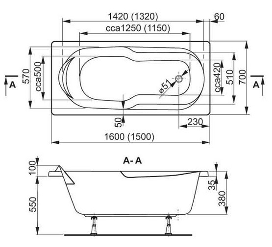 Акриловая ванна Vagnerplast Nymfa 150x70