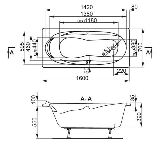 Акриловая ванна Vagnerplast Kleopatra 160x70