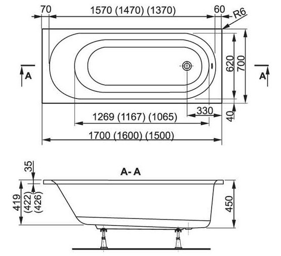 Акриловая ванна Vagnerplast Kasandra 160x70