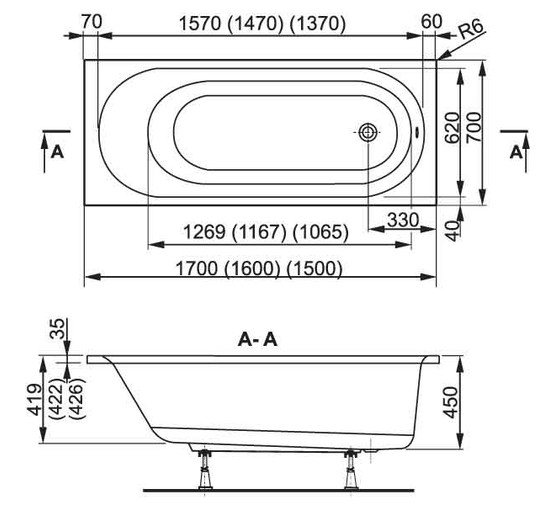 Акриловая ванна Vagnerplast Kasandra 150x70