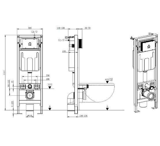 Инсталляция для унитаза Allen Brau Pneumatic Slim 9.11102.20