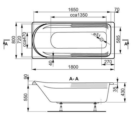 Акриловая ванна Vagnerplast Hera 180x80