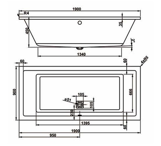 Акриловая ванна Vagnerplast Cavallo 190x90