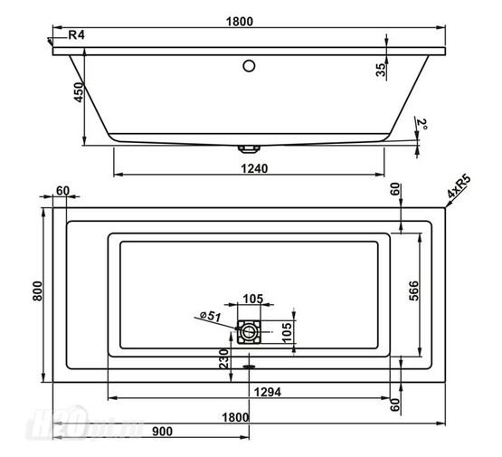 Акриловая ванна Vagnerplast Cavallo 180x80