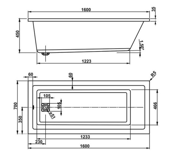 Акриловая ванна Vagnerplast Cavallo 160x70