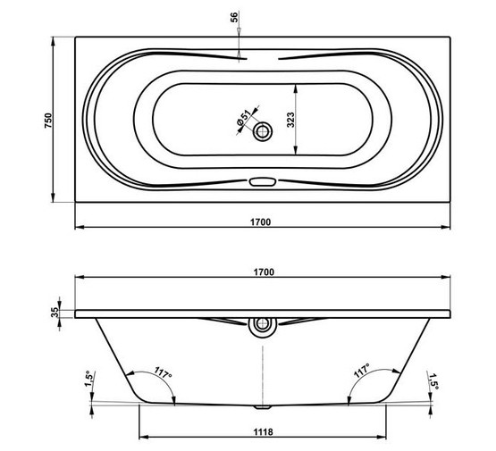 Акриловая ванна Vagnerplast Briana 170x75