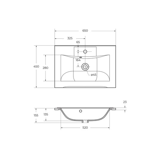 Раковина BelBagno BB650/450-LV-MR-PR 65 см 