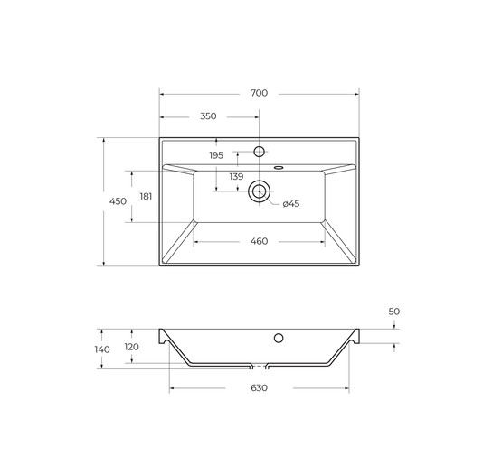 Раковина BelBagno BB700/450-LV-MR-AST 70 см 