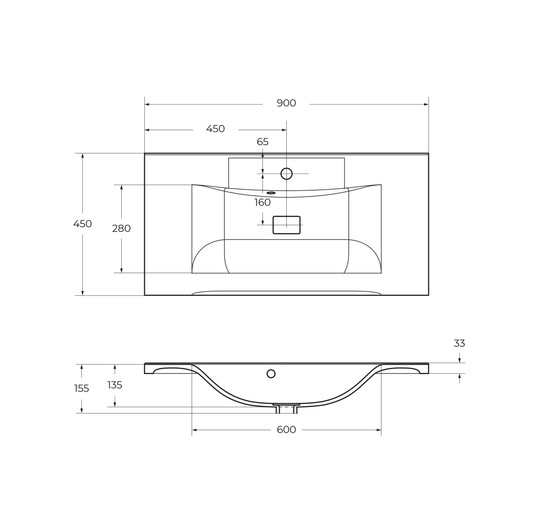 Раковина BelBagno BB900/450-LV-MR-PR 90 см 