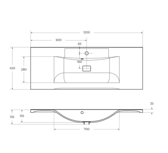 Раковина BelBagno BB1200/450-LV-MR-PR 120 см 