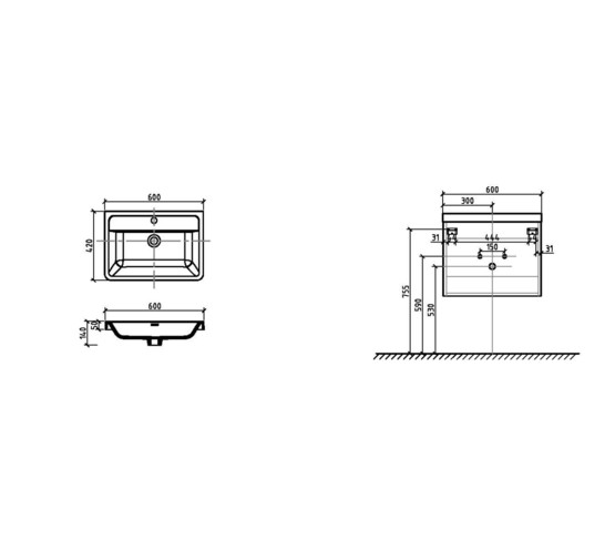 Раковина BelBagno EA-600-LVB 60 см 