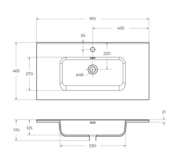 Раковина BelBagno BB900ETL 90 см 