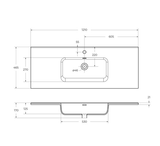 Раковина BelBagno BB1200ETL 120 см 