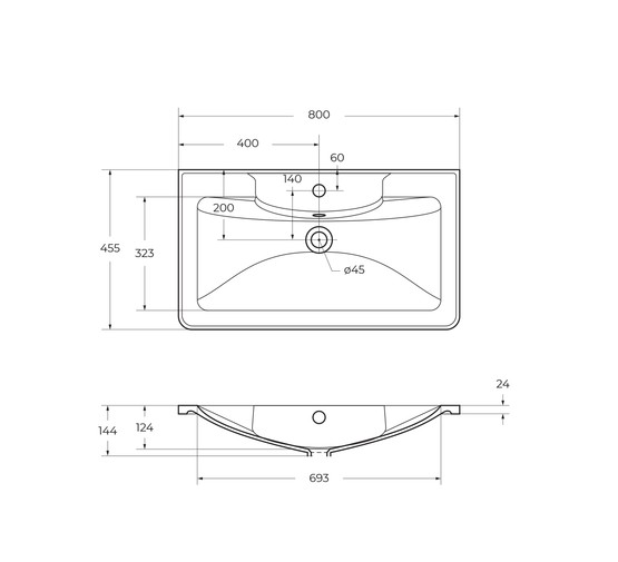 Раковина BelBagno BB800/455-LV-MR-ALR 80 см 