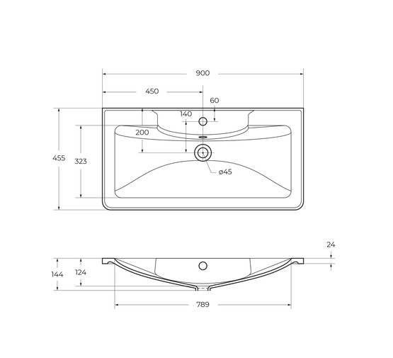 Раковина BelBagno BB900/455-LV-MR-ALR 90 см 