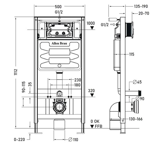 Инсталляция для унитаза Allen Brau Pneumatic 9.11100.20