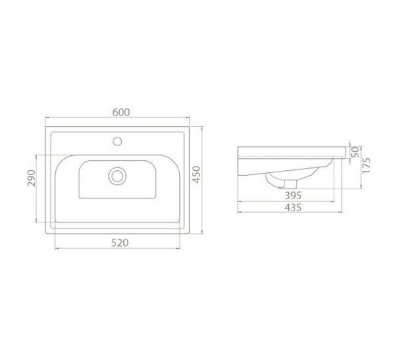 Раковина CeraStyle Frame 60 см белый