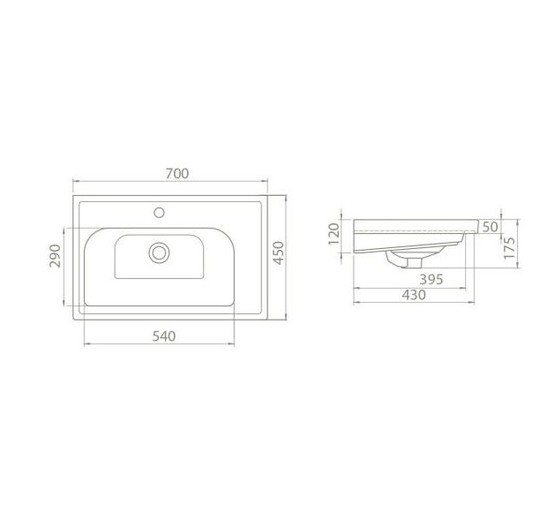 Раковина CeraStyle Frame 70 см белый