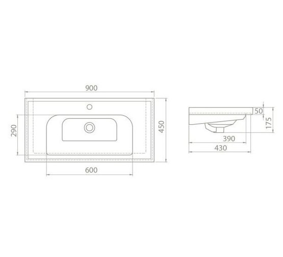 Раковина CeraStyle Frame 90 см белый