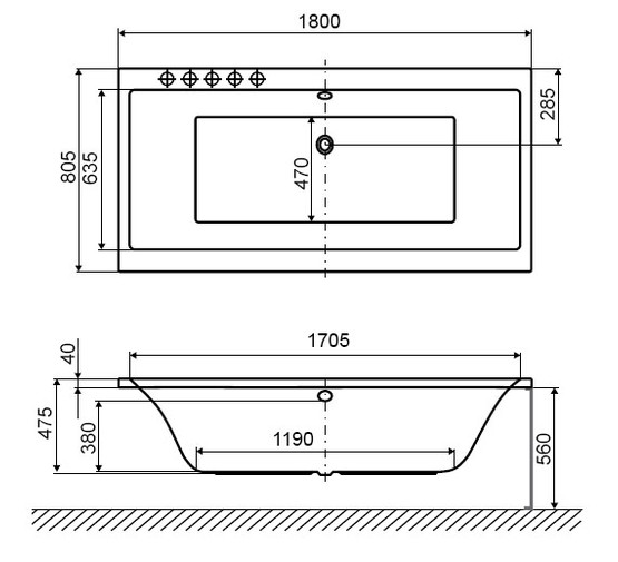 Акриловая ванна Excellent Pryzmat 180x80