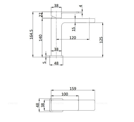 Смеситель для раковины AQUAme Savona шлифованное золото