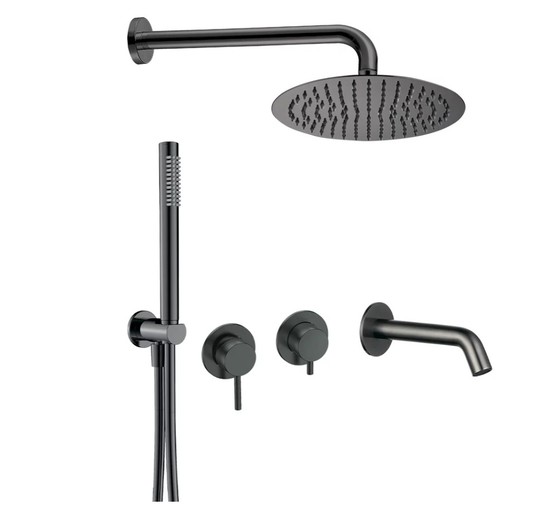 Душевая система Aquame AQM8408GM встраиваемая оружейная сталь
