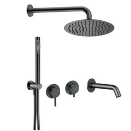 Душевая система Aquame AQM8408GM встраиваемая оружейная сталь