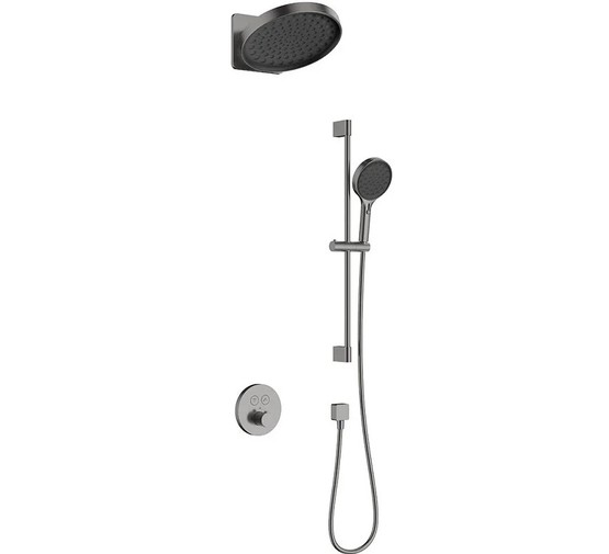Душевая система Aquame AQM8403GM встраиваемая термостат оружейная сталь