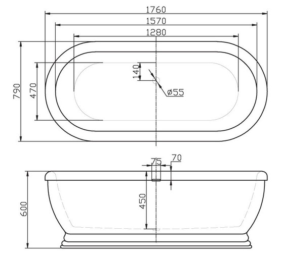 Акриловая ванна BelBagno BB03 176x79