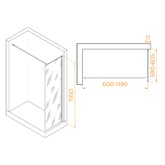 Душевая перегородка RGW WA-002B 600x1950 черный, прозр.стекло