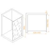 Душевая перегородка RGW WA-002B 1100x1950 черный, прозр.стекло