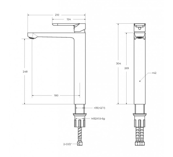 Смеситель для раковины Cezares STYLUS-LC высокий сатин