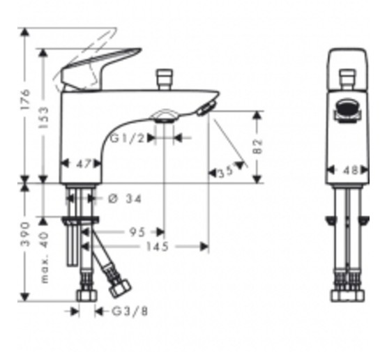 Смеситель на борт  ванны HANSGROHE Logis 71312000 1 отв.