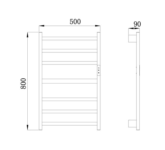 Полотенцесушитель электрический Raglo 500*800 квадрат сатин