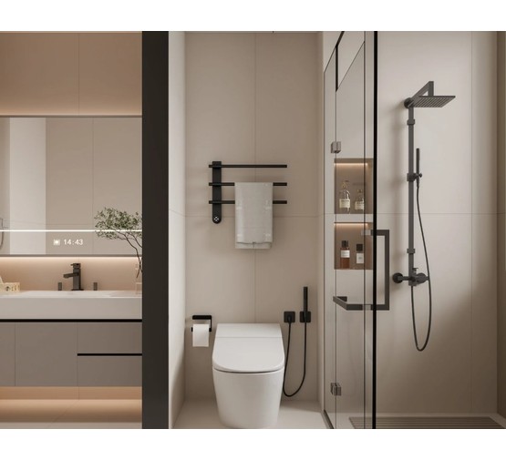 Полотенцесушитель электрический Aquame 520*384 черный матовый