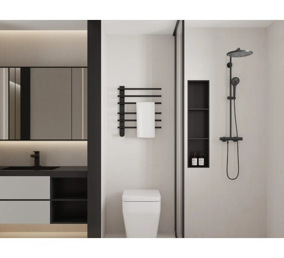 Полотенцесушитель электрический Aquame 520*624 черный матовый
