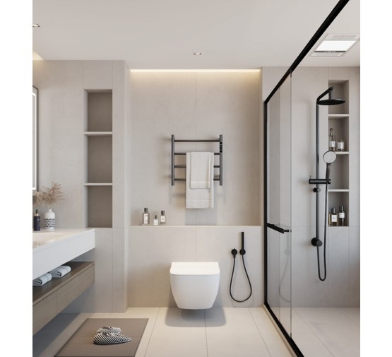 Полотенцесушитель электрический Aquame 475*474 оружейная сталь