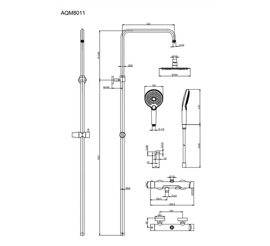 Душевая система Aquame AQM8011CR хром