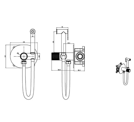 Гигиенический душ Boheme Tech со смесителем медь брашированная