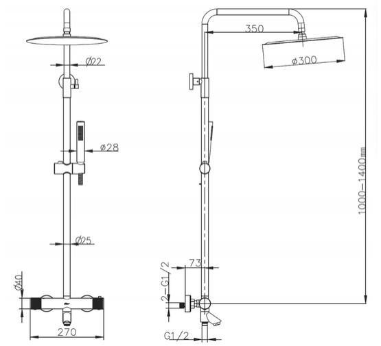 Душевая система Boheme Uno  термостат бронза брашированная
