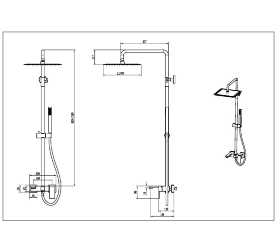 Душевая система Boheme Qubic со смесителем бронза брашированная