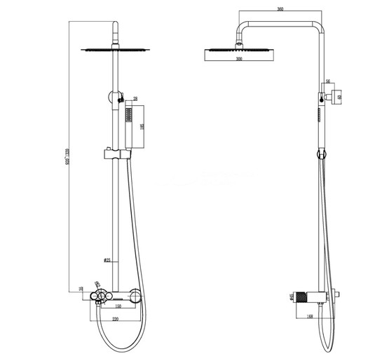 Душевая система Boheme Stick Touch со смесителем медь брашированная