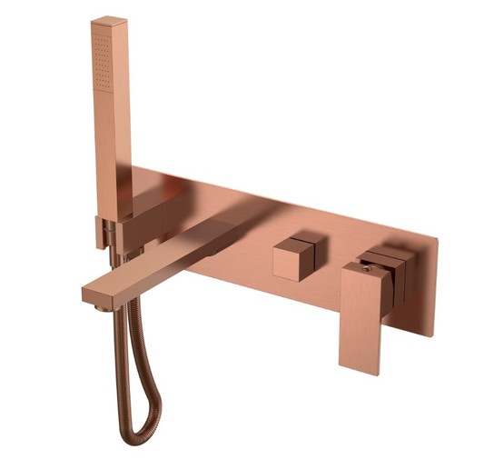 Смеситель для ванны Boheme Qubic встраиваемый медь брашированная