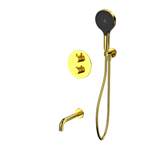 Смеситель для ванны Whitecross Y2 встраиваемый термостат золото