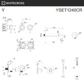Смеситель для ванны Whitecross Y1240SET встраиваемый никель брашированный