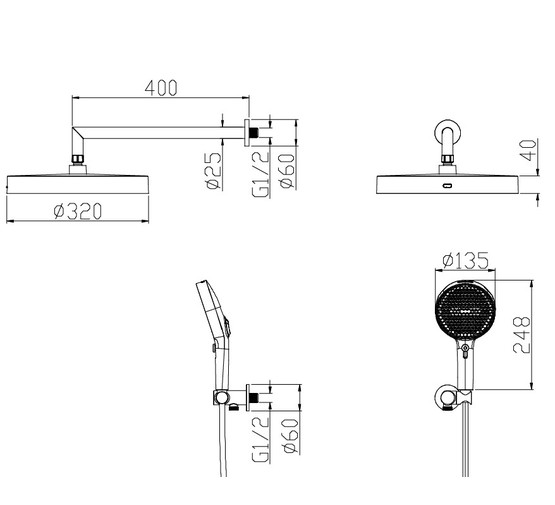 Душевая система Boheme Cell со смесителем золото
