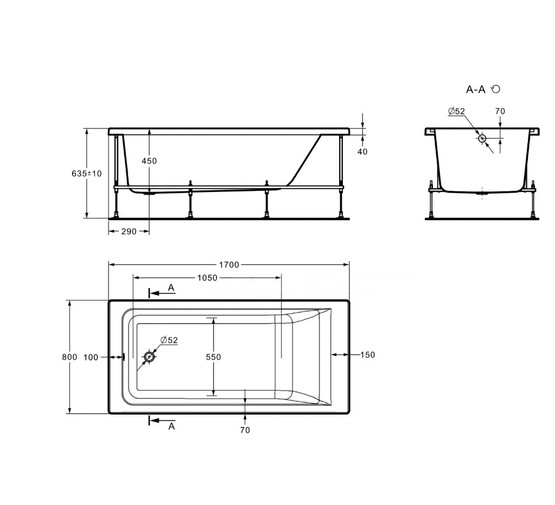 Акриловая ванна Roca EASY 170x80