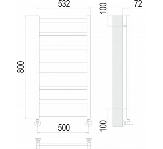 Полотенцесушитель водяной Terminus Аврора Э 500x800 П8 оружейная сталь