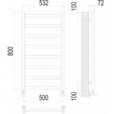 Полотенцесушитель водяной Terminus Аврора Э 500x800 П8 оружейная сталь